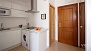 Seville Apartment - Self-catering kitchenette. Front door: apartment entrance. Left door: bathroom entrance.